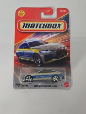 Match 2023 BMW i4 Polizei Toy Car - Blue and Yellow